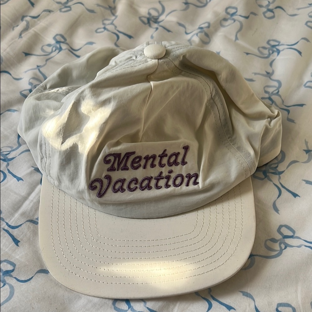 Cream Cap with Purple Embroidery katin mental vacation